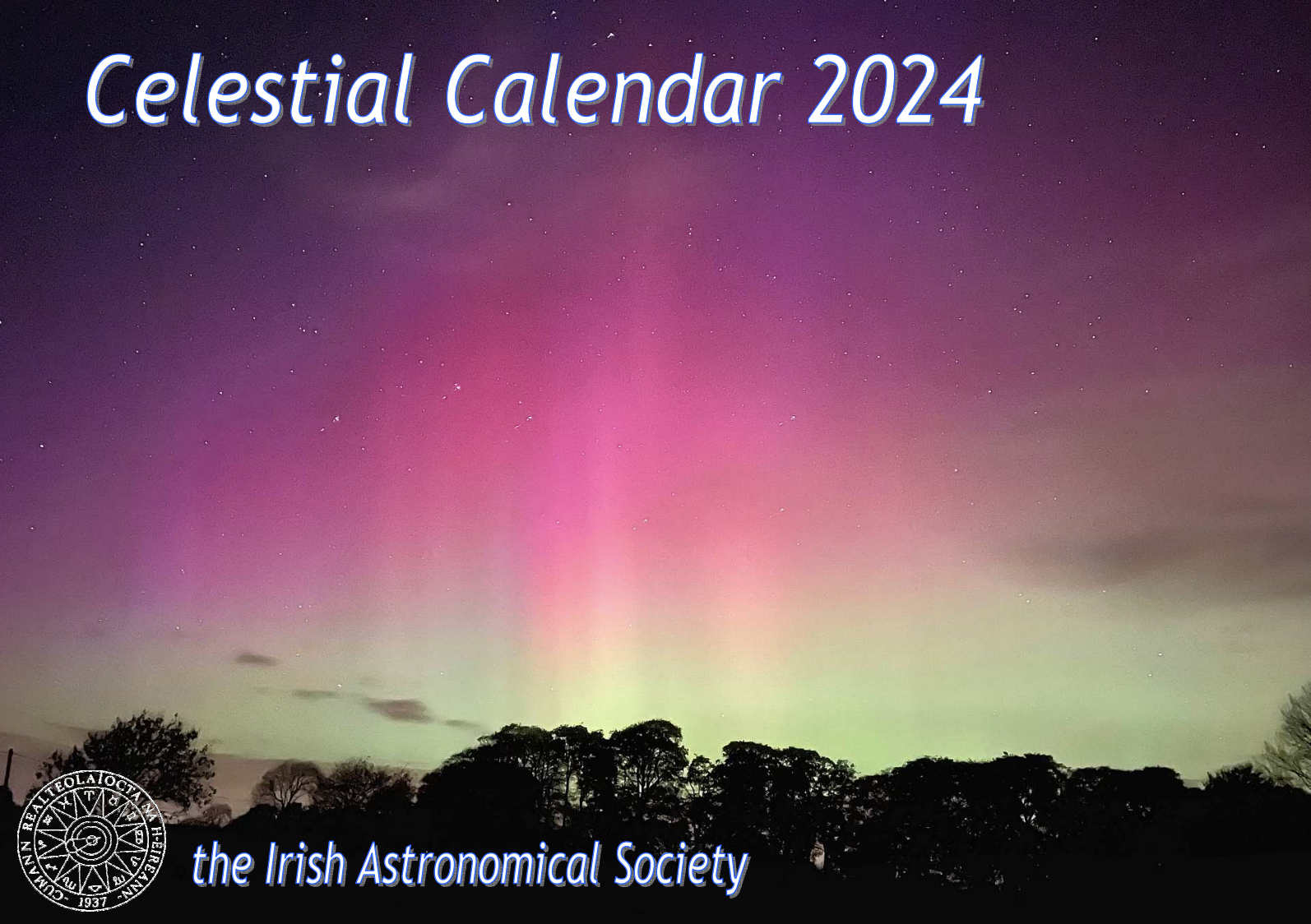 Aurora northern lights photography, front cover for The Irish Astronomical Society's 2024 calendar